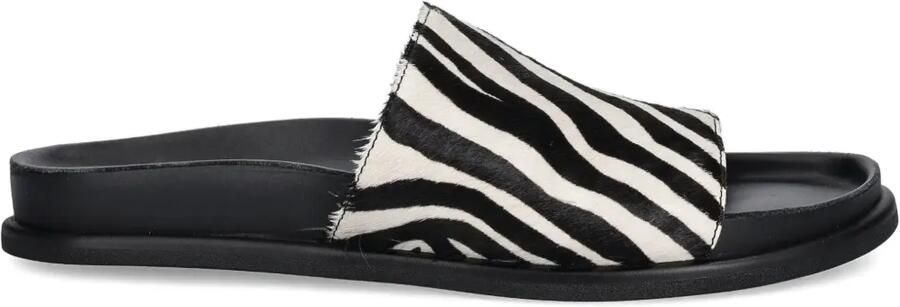 VAGABOND Effie slippers met zebraprint Zwart