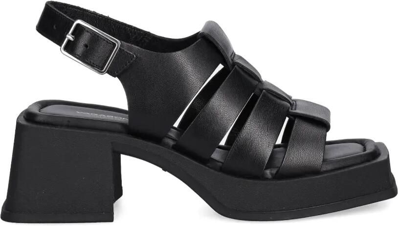 VAGABOND Hennie gekooide sandalen met blokhak Zwart