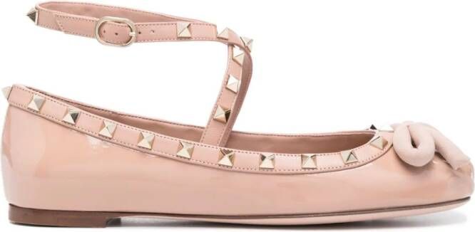 Valentino Garavani Ballerina's verfraaid met Rockstuds Roze