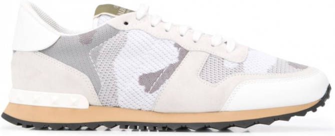 Valentino Garavani Rockrunner mesh sneakers met camouflageprint Wit