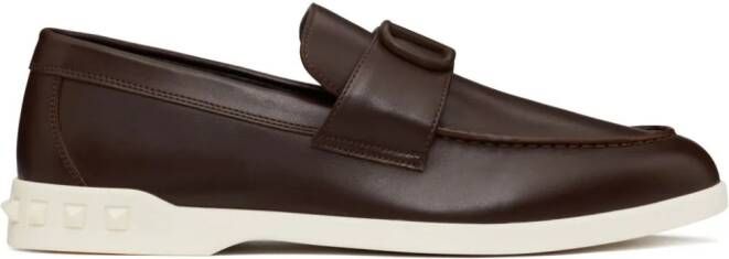 Valentino Garavani Leren loafers Bruin