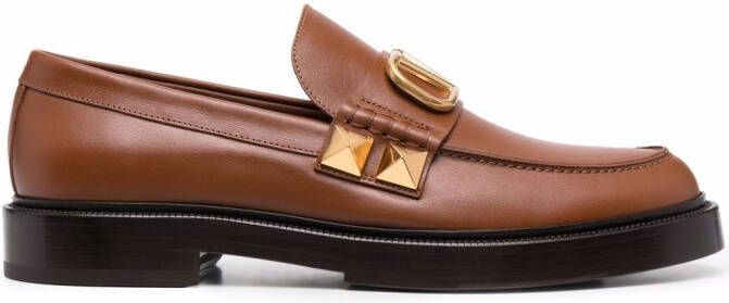 Valentino Garavani Leren loafers Bruin