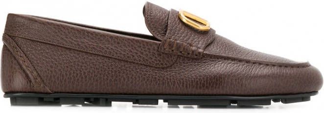 Valentino Garavani Loafers met logoplakkaat Bruin