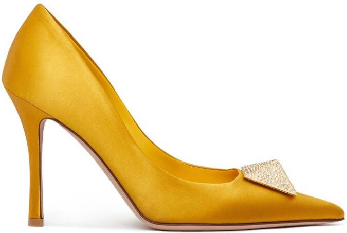 Valentino Garavani 100 mm One Stud satijnen pumps Geel