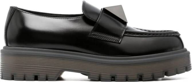 Valentino Garavani One Stud loafers met plateauzool Zwart