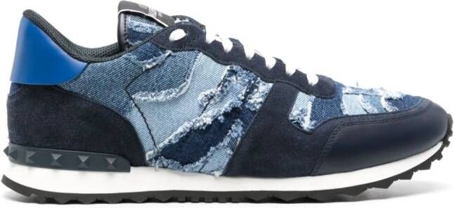 Valentino Garavani Rockrunner denim sneakers met camouflageprint Blauw