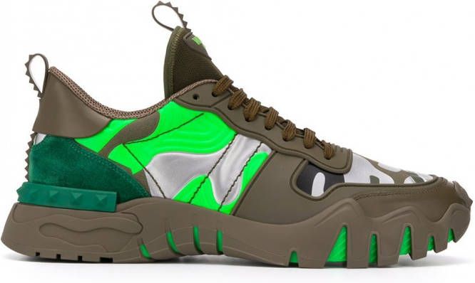 Valentino Garavani Rockrunner Plus sneakers met camouflageprint Groen