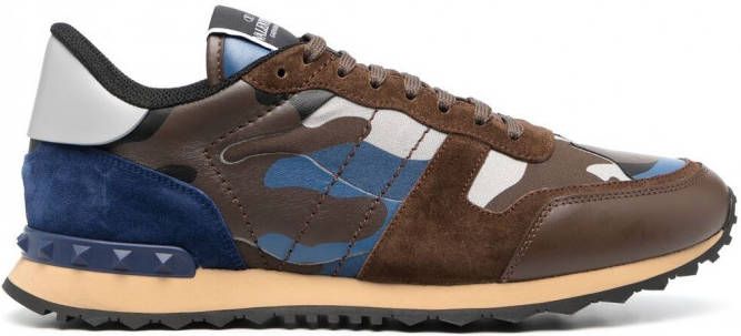 Valentino Garavani Rockrunner sneakers met camouflageprint heren Lamsleer katoen Polyester Polyester rubber 39.5 Rood