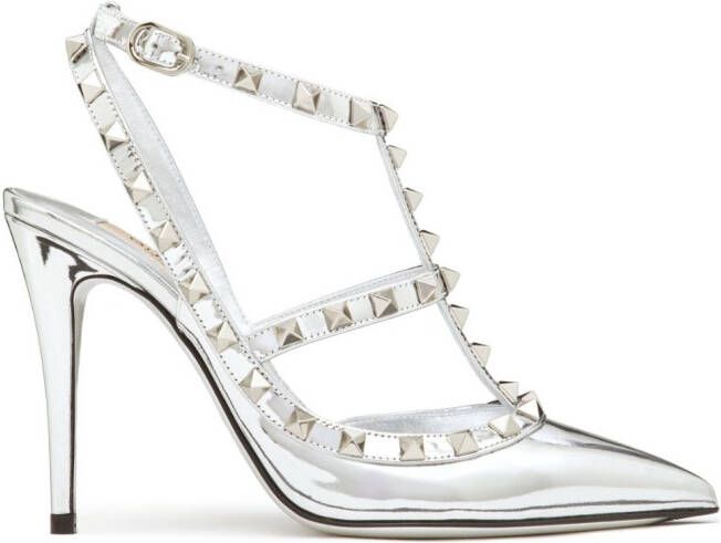 Valentino Garavani Rockstud pumps met enkelbandje Zilver