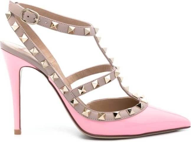 Valentino Garavani Rockstud 100mm pumps van lakleer Roze