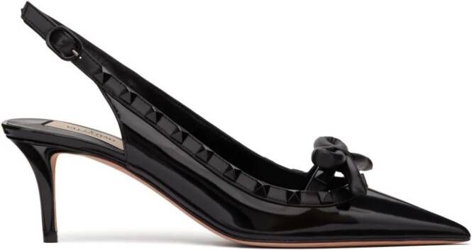 Valentino Garavani Rockstud 60mm slingback pumps met strik Zwart