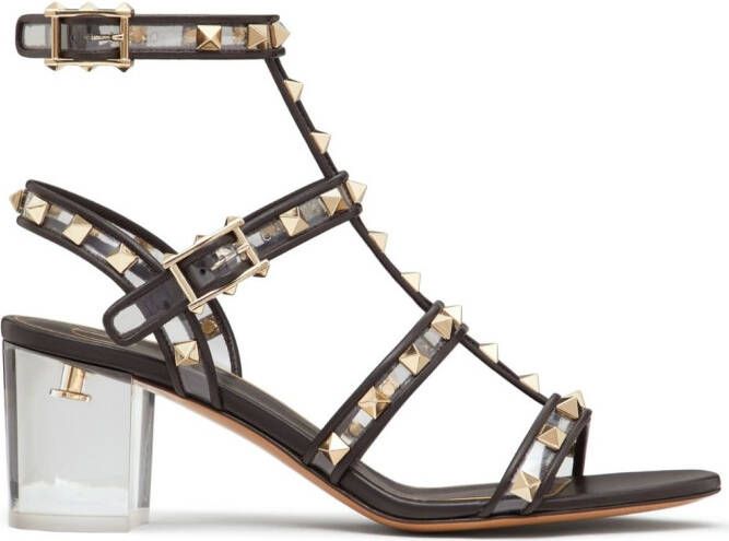 Valentino Garavani Rockstud sandalen met doorzichtig design Bruin