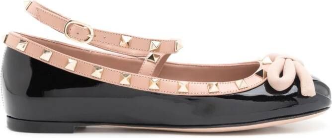 Valentino Garavani Rockstud ballerina's met strikdetail Zwart