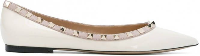 Valentino Garavani Rockstud ballerina's Beige