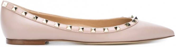 Valentino Garavani Rockstud ballerina's Roze