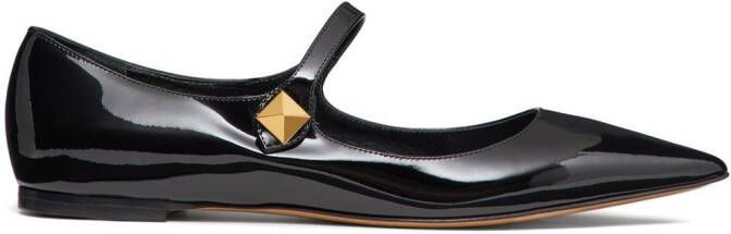 Valentino Garavani One Stud ballerina's met puntige neus Zwart