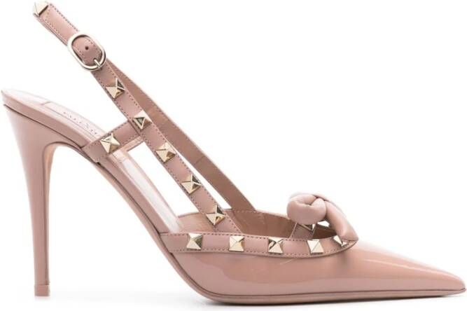 Valentino Garavani Rockstud Bow 100mm slingback pumps Beige