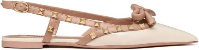 Valentino Garavani Rockstud slingback ballerina's met strik Zilver