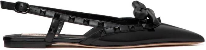 Valentino Garavani Rockstud Bow slingback ballerina shoes Zwart