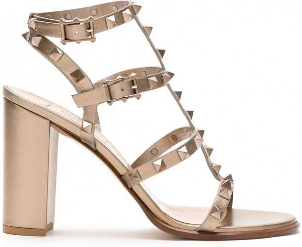 Valentino Garavani Rockstud gekooide sandalen Metallic