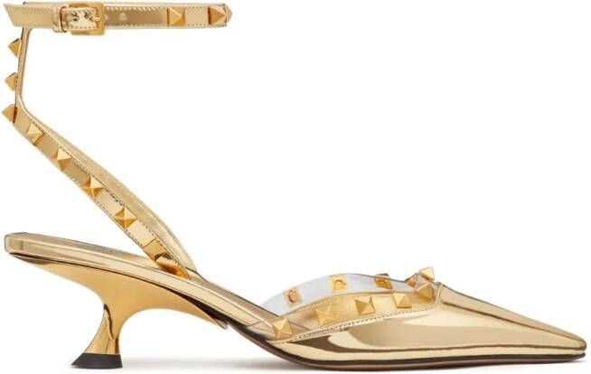 Valentino Garavani Rockstud Couture 50mm spiegelende pumps Goud