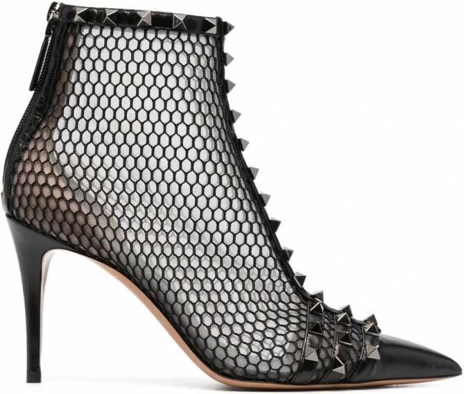 Valentino Garavani Rockstud doorzichtige enkellaarzen Zwart