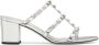 Valentino Garavani Rockstud leren slippers Zilver - Thumbnail 1