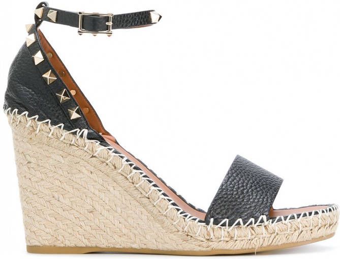 Valentino Garavani Rockstud espadrille sandalen Zwart