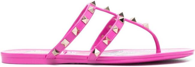 Valentino Garavani Rockstud platte sandalen Roze