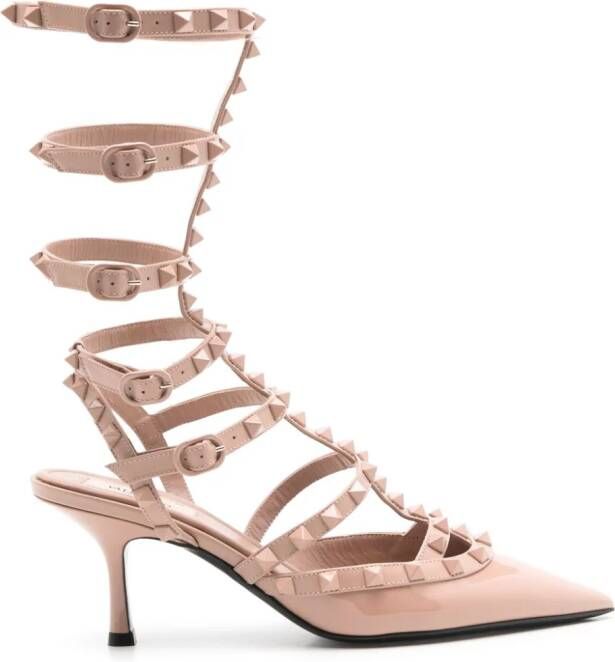 Valentino Garavani Rockstud gekooide pumps Beige