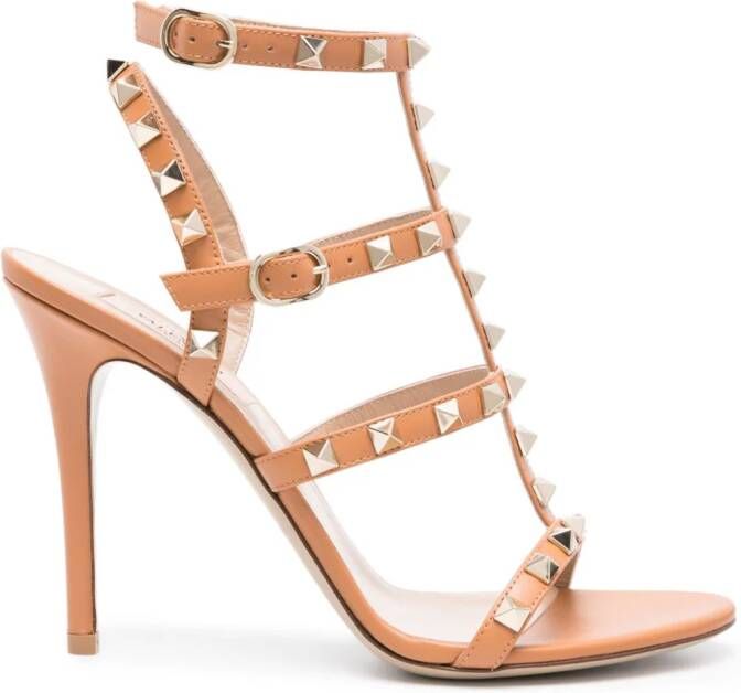 Valentino Garavani Rockstud gekooide sandalen Bruin