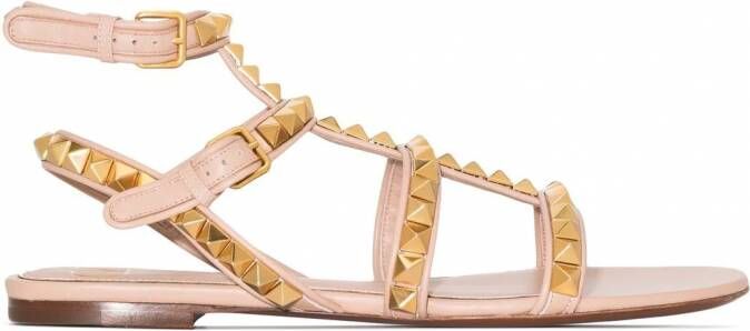 Valentino Garavani Rockstud gekooide sandalen Roze