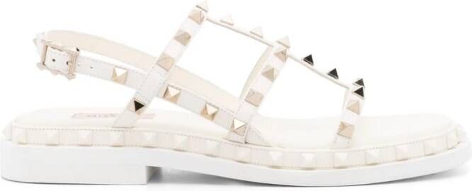 Valentino Garavani Rockstud gekooide sandalen Wit