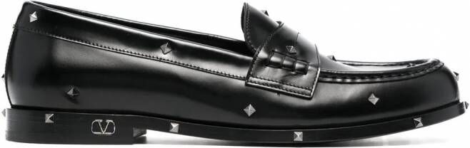 Valentino Garavani Rockstud leren loafers Zwart