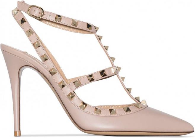 Valentino Garavani Rockstud gekooide pumps Beige