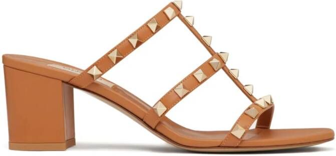 Valentino Garavani Rockstud leren sandalen Bruin