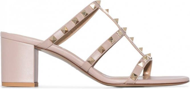 Valentino Garavani Rockstud leren sandalen Beige