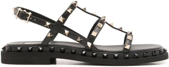 Valentino Garavani Rockstud leren sandalen Zwart