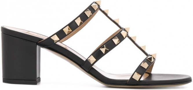 Valentino Garavani Rockstud leren sandalen Zwart