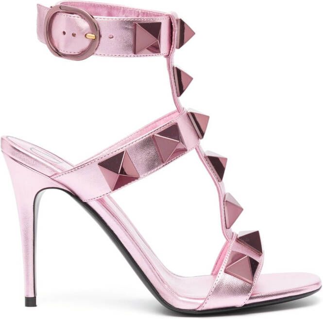 Valentino Garavani Rockstud metallic sandalen Roze