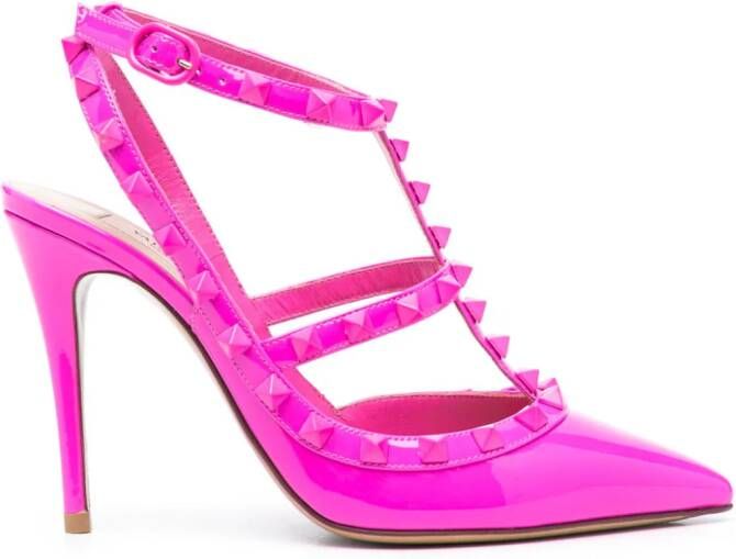 Valentino Garavani Rockstud pumps met enkelbandje Roze