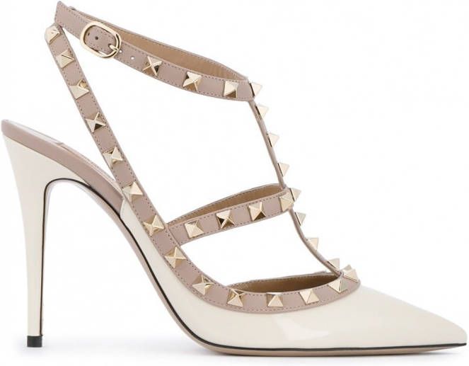 Valentino Garavani Rockstud gekooide pumps Beige