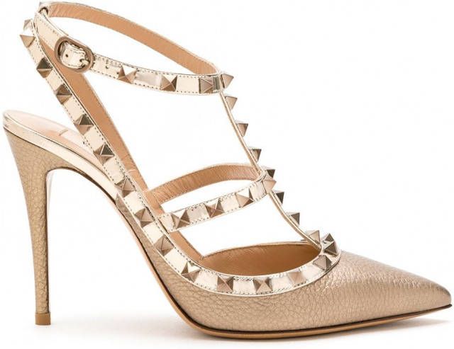 Valentino Garavani Rockstud gekooide pumps Metallic
