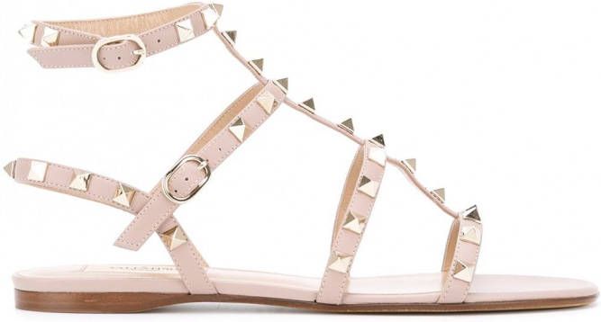 Valentino Garavani Rockstud sandalen met bandje Beige