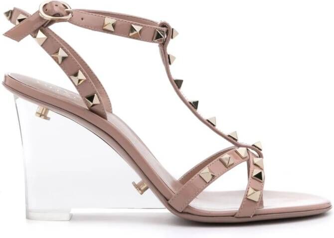 Valentino Garavani Rockstud sandalen met sleehak Roze