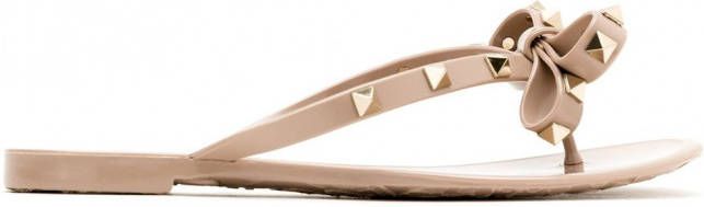 Valentino Garavani Rockstud teenslippers met strik Veelkleurig