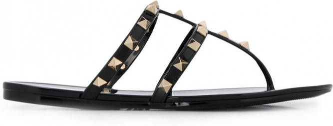 Valentino Garavani Rockstud teenslippers Zwart