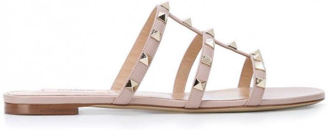 Valentino Garavani Rockstud leren sandalen Beige