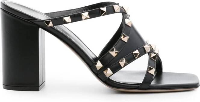 Valentino Garavani 90 mm Rockstud leren sandalen met bandjes Zwart