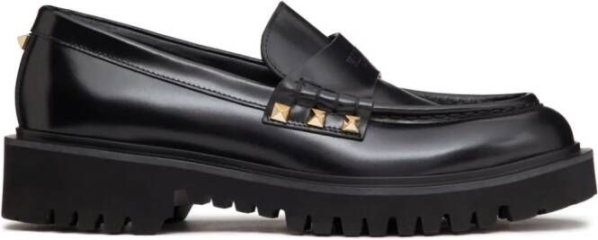 Valentino Garavani Rockstud leren loafers Zwart